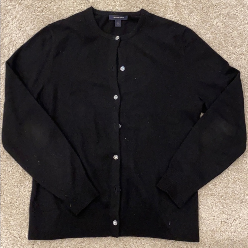 Black cashmere cardigan w crystal buttons size M